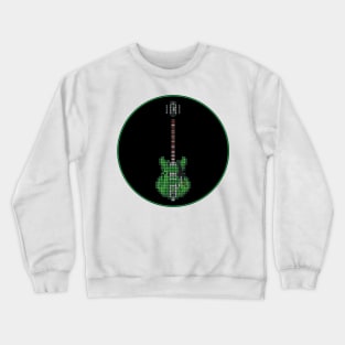 Tiled Pixel Memphis Green Guitar in a Black Circle Crewneck Sweatshirt